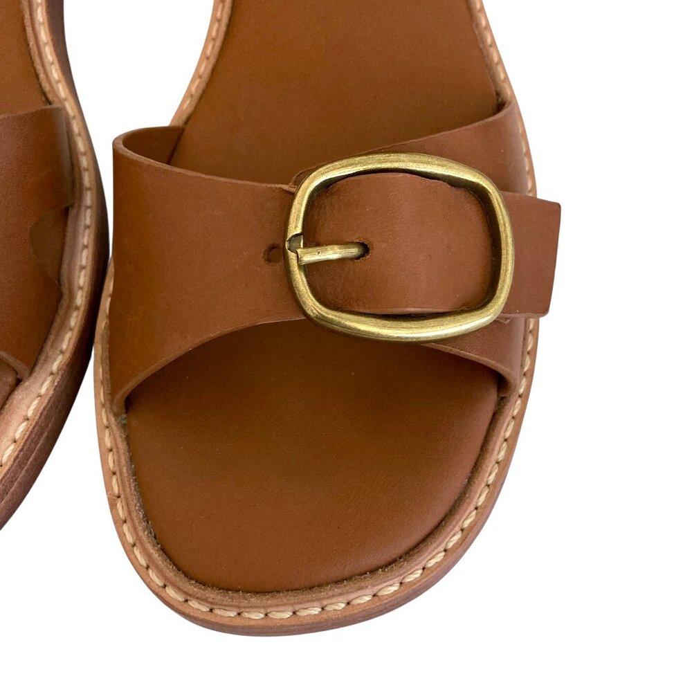 EVERLANE The Twin Buckle Leather Sandals Block Heel Retro 70s Brown - Picture 5 of 12
